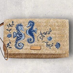 Vera Bradley RFID Straw Beach Wristlet